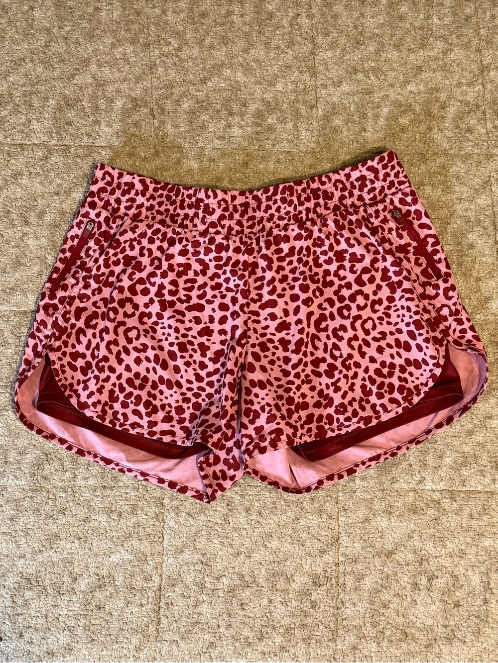 Pink Leopard Print Women's Athletic Shorts
